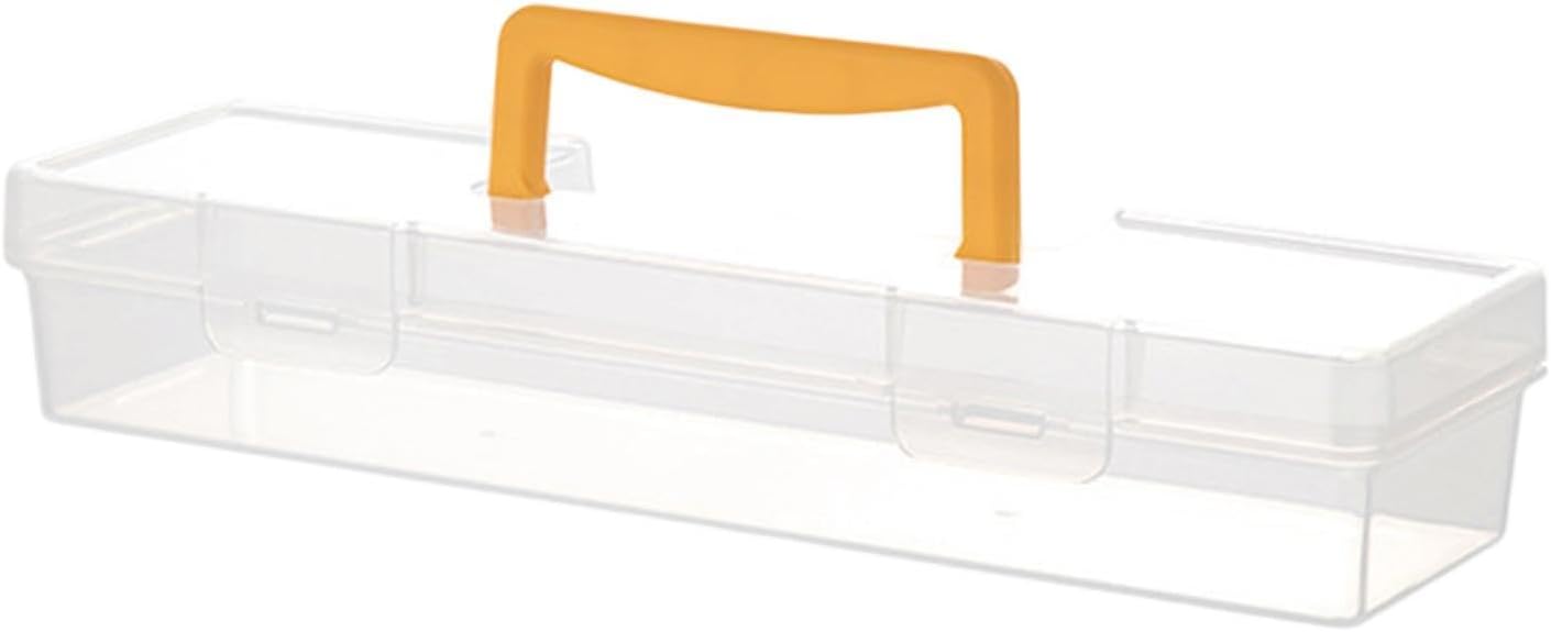 Boîte à Outils Transparente avec Poignée, Conteneur de Transport, Organisateur de Rangement Multifonctionnel pour Camions, Outils, Jaune 33.3x9.3x6cm
