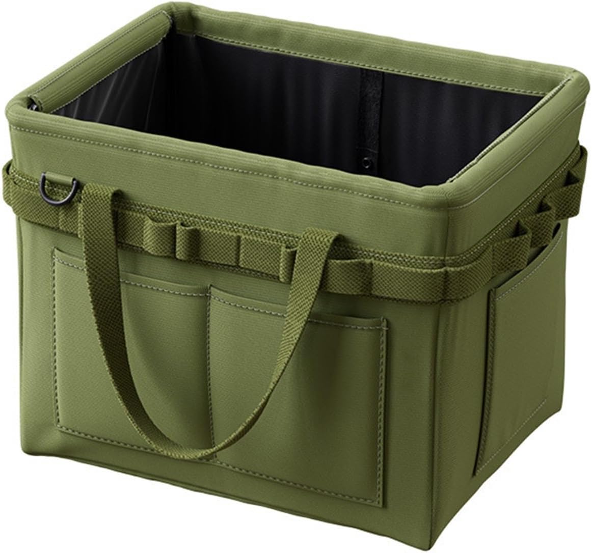 Sac Outils Pliable Oxford Résistant Eau Cadre Acier Grande Capacité Poches Latérales Portable 37cm(Green)