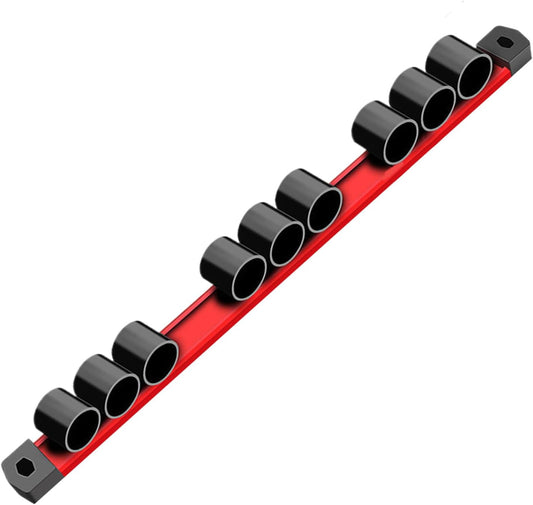 Générique Magnetic Screwdriver Holder, Tool Storage Rack, 9-Hole Rail Organizer, Heavy-Duty Base Wall Mount, Ideal for Workbench, Garage, Hand Tools 16.14x1.1x1.65 Inch