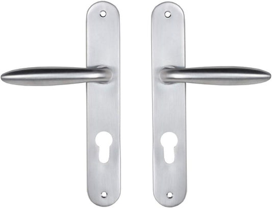 Bricard 984051 Ensemble poignées zamak sur Plaque Esquisse pour Porte d'Entrée (pour Cylindre européen), Argent
