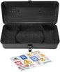 Boîte de rangement en métal portable portable, étui à outils en fer de camping, organisateur de toit de hanche, poignée de transport robuste, autocollants bonus inclus, parfait pour l'extérieur, l'équ