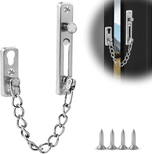 Chaîne de sécurité porte acier inox, bouton anti-vol, argent