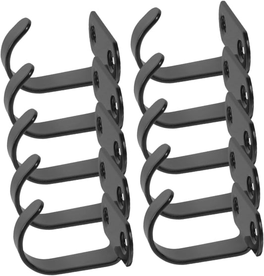 Lot de 10 crochets muraux noirs, fer robuste, charge lourde, cuisine salle de bain