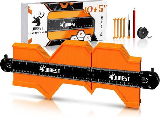JOREST Connectable Jauge de Contour 25+12cm, Cadeau Pour Pere Homme Bricoleur, Copieur Profil, Gabarit Forme, Outils Traçage, Decoupe Carrelage, Contour Gauge, Outil Pose Parquet, Bricolage Outillage