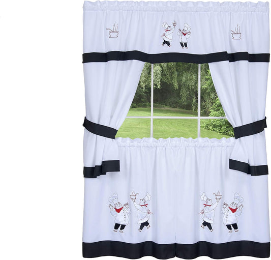 Achim Home Furnishings - Topper Cottage décoré Gourmet avec Swaggers pour les fenêtres - 58 "x 36"