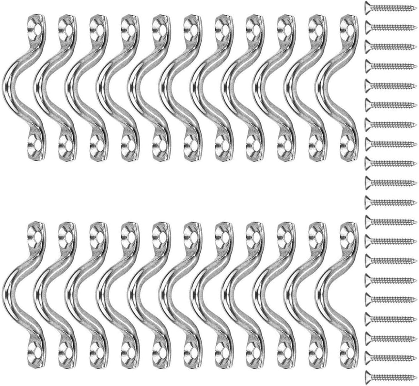 Lot 22 crochets en U acier inox avec vis - fixation mur/plafond