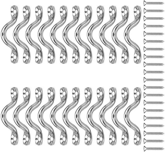 Lot 22 crochets en U acier inox avec vis - fixation mur/plafond